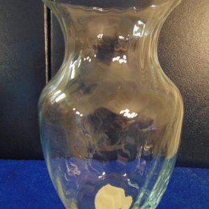 Clear Glass Vase With Swirl Design, Original Tag, USA Made, 8" Tall